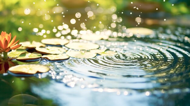 Lily dans l'eau de l'étang IA générative