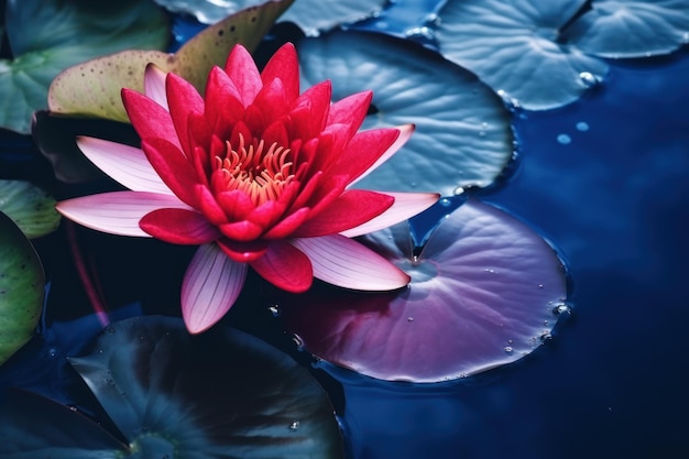 lily d'eau au lotus rouge