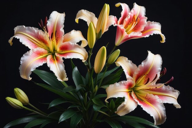 Le lily fleurit sur un fond sombre