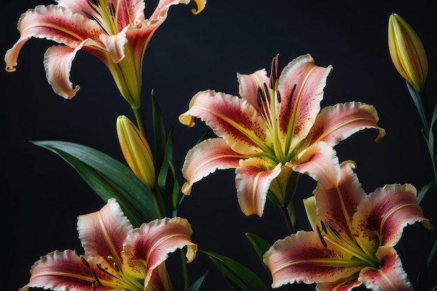 Le lily fleurit sur un fond sombre