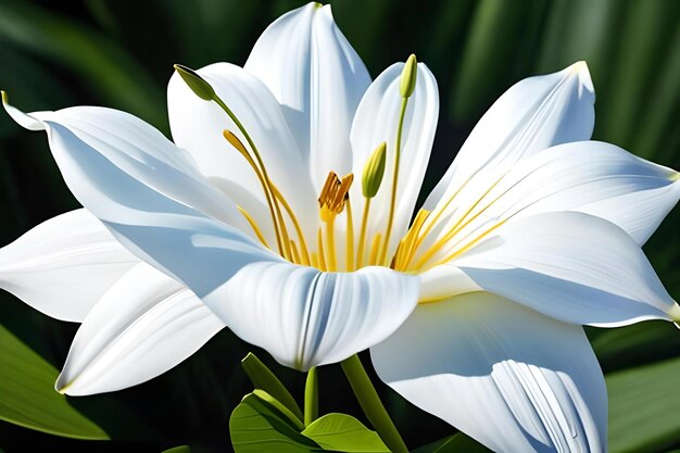 Le lily gracieux fleurit en blanc pur