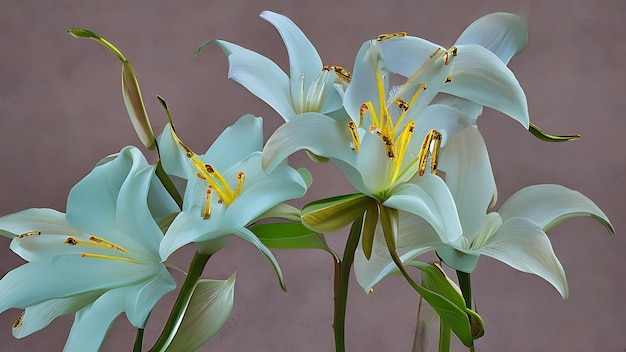 Photo le lily gracieux sous une lumière douce contre un décor blanc pur