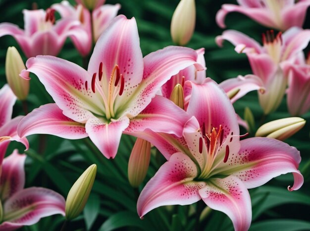 Lily lilium est un genre de plantes dans les liliaceae herbes vivaces équipées de bulbes roses gracieux