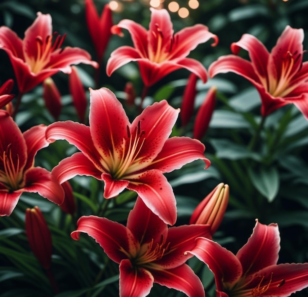 Lily lilium est un genre de plantes dans les liliaceae herbes vivaces équipées de bulbes rouges gracieux