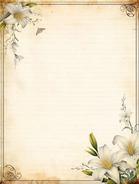 Photo lily paper belle antique vintage vieille page scrapbooking junk journalbackdrop avec copie