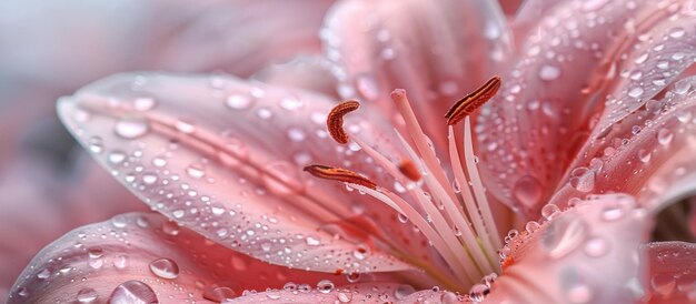 Photo lily rose avec des gouttes d'eau