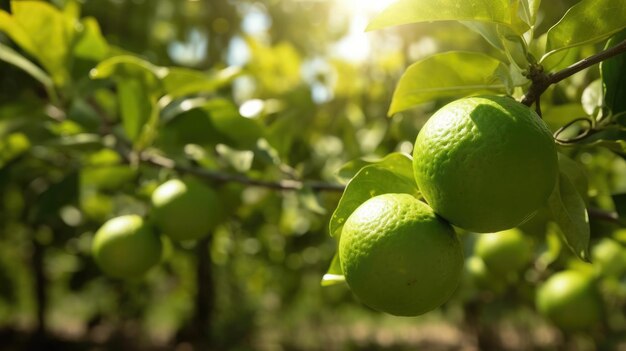 Limes vertes sur un arbre dans un jardin