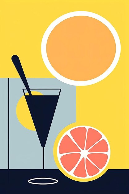 limonade art d'affiche minimaliste moderne dans le style de la poule fond blanc HD photo blanc isolé