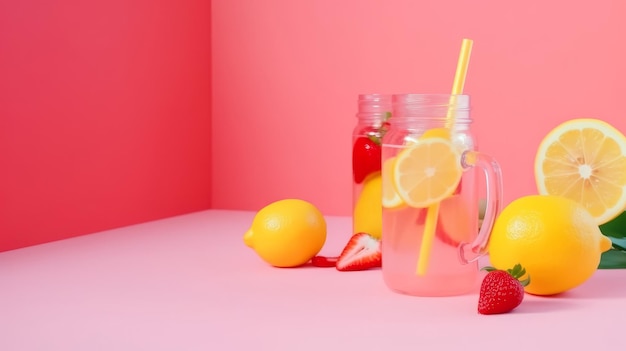 Limonade aux fraises Illustration AI Générative