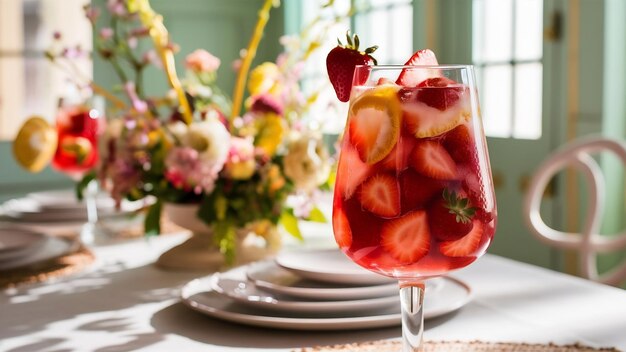 La limonade aux fraises sur la table