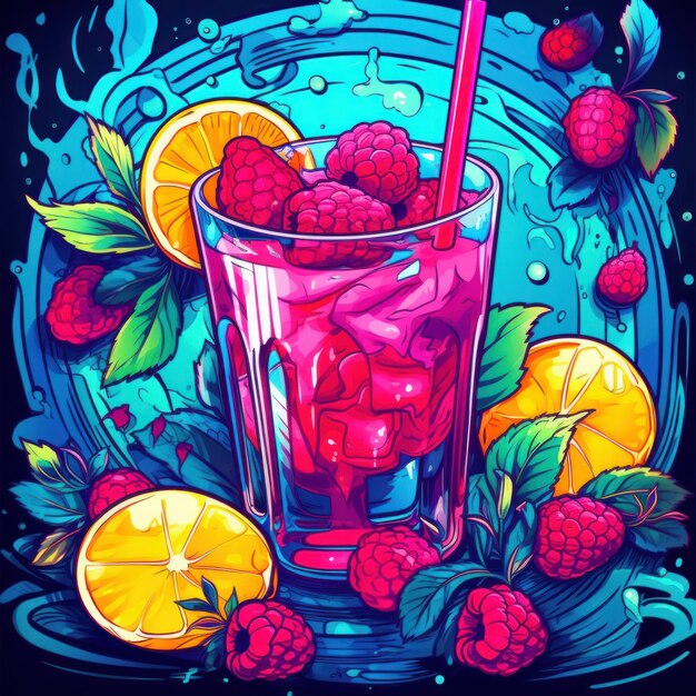 Limonade aux framboises dans un style artistique