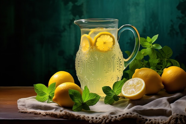 Limonade maison dans un pichet en verre vintage