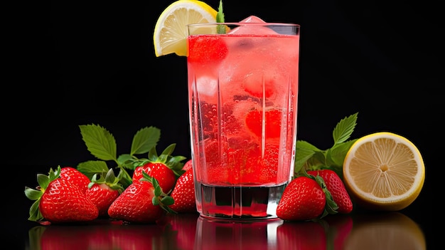 Limonade rose de verre à la fraise