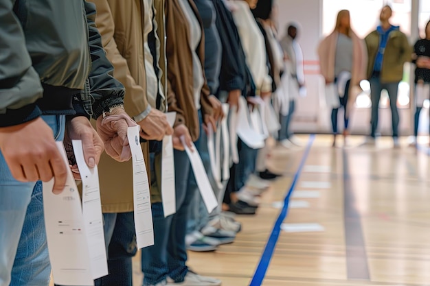 Photo a line of people standing next to each other