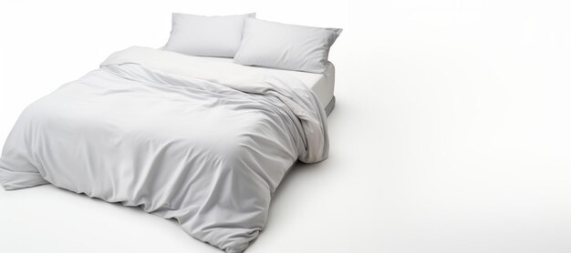 linge de lit blanc sur le lit sur un fond blanc IA générative