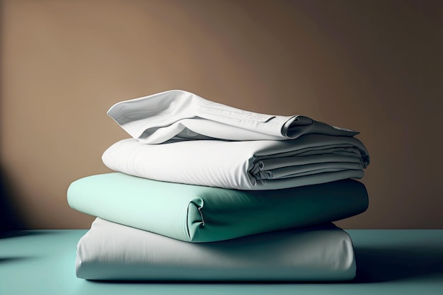 Linge de lit sur lit en blanc et vert