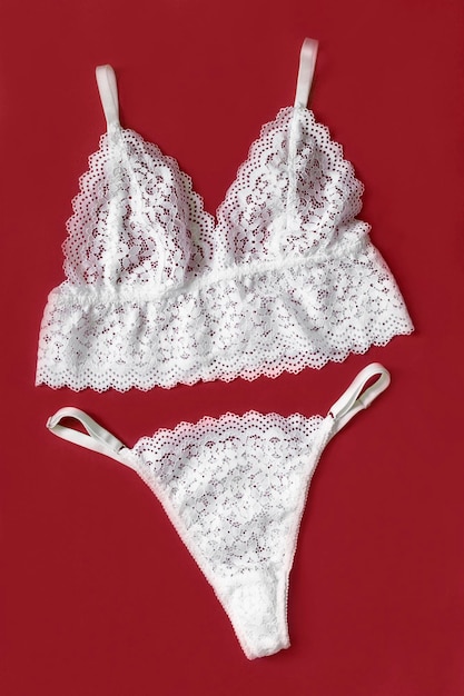 Lingerie blanche sur rouge