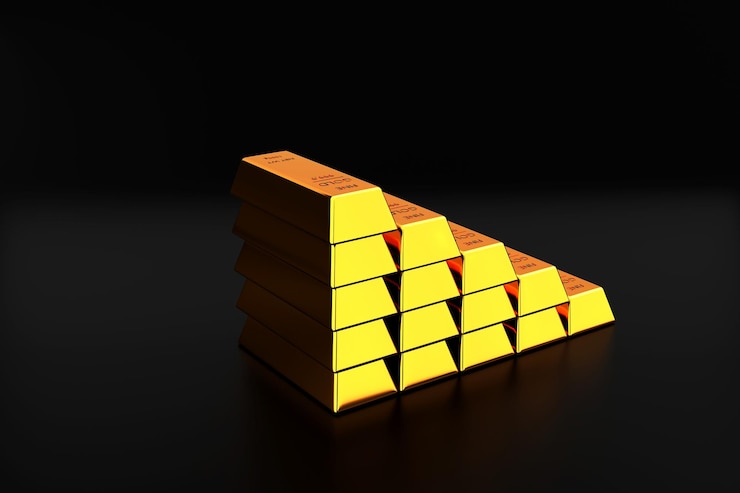 Photo lingot d'or ou pile de lingots d'or concept bancaire et financier d'entreprise rendu 3d