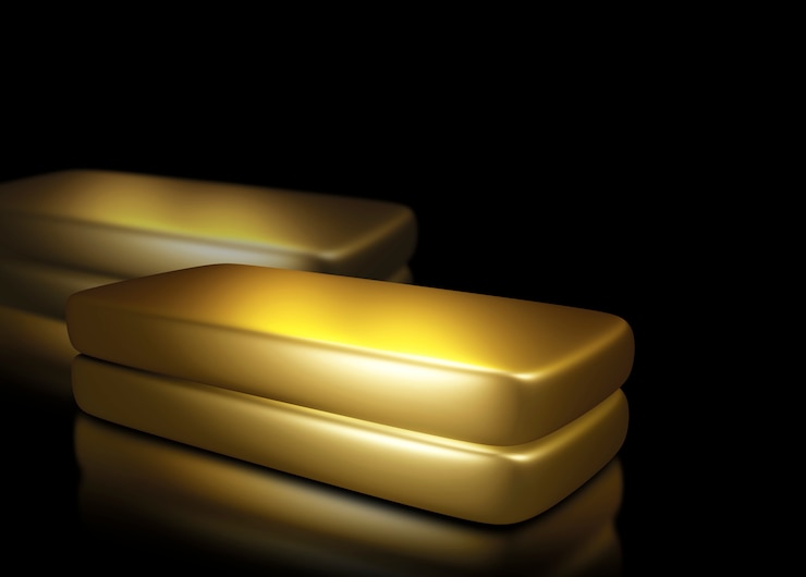 Photo lingots d'or sur fond noir avec espace de copie