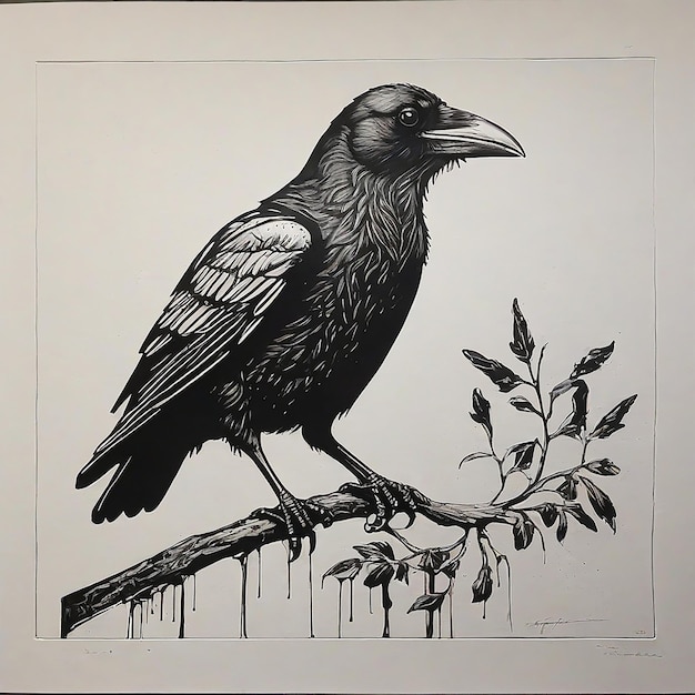 Lino est l'oiseau de l'art. Seulement noir et blanc.