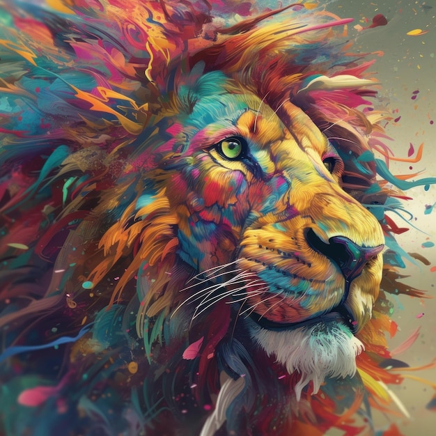 Lion d'art numérique