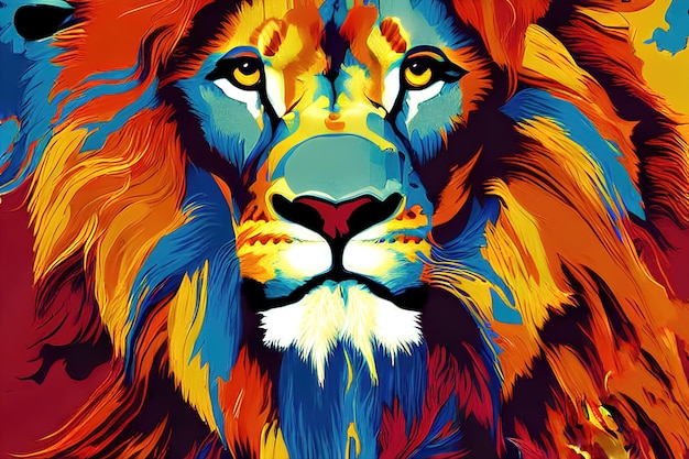 Lion au soleil art abstrait couleur