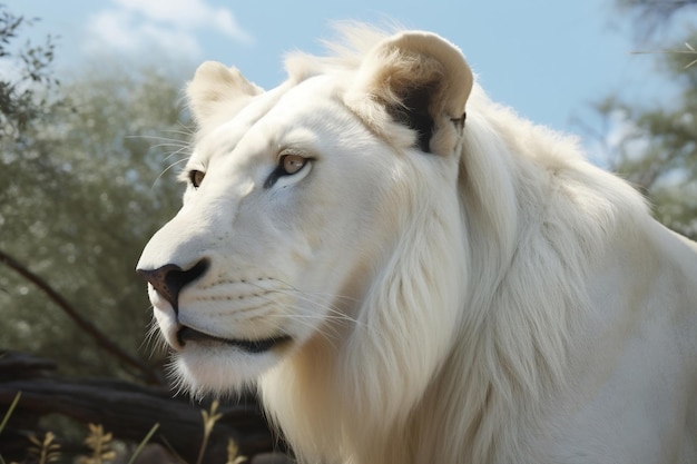 Photo un lion blanc dans un champ
