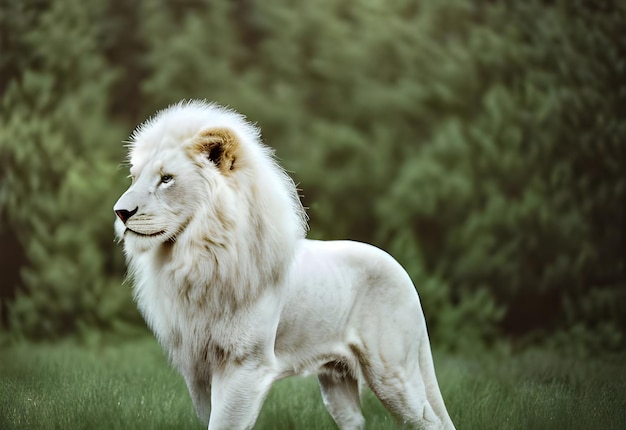 Lion blanc dans la forêt