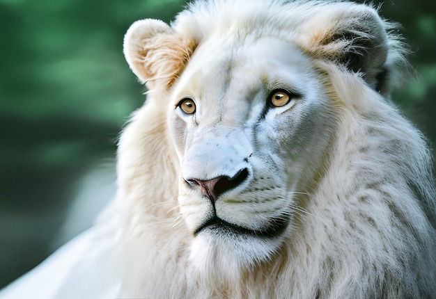 Photo un lion blanc sur fond vert