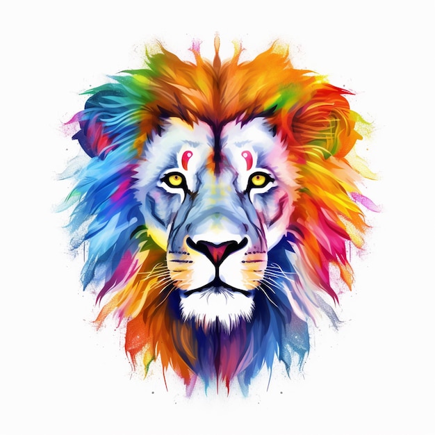 Un lion coloré avec une crinière.