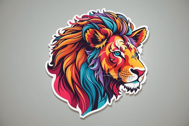 Un lion coloré et drôle, une belle illustration.