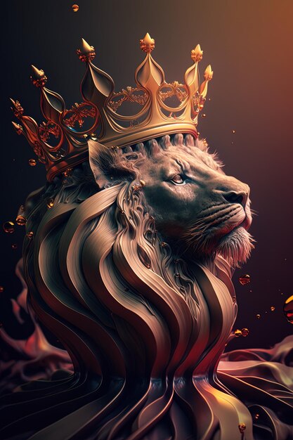 un lion avec une couronne sur la tête