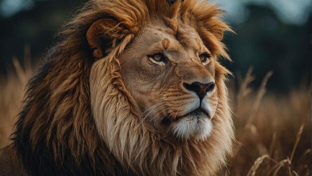 un lion avec une couronne sur la tête
