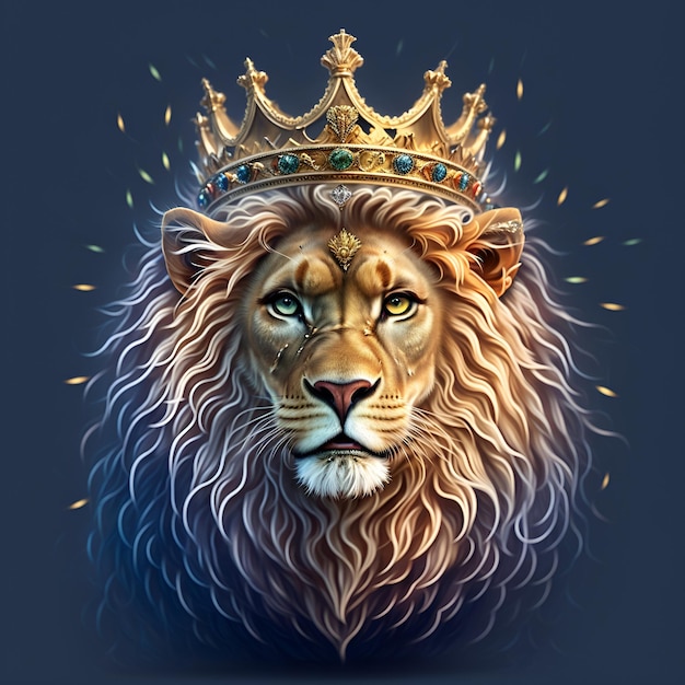 Un lion avec une couronne sur la tête