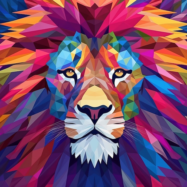 lion avec une crinière colorée Generative AI