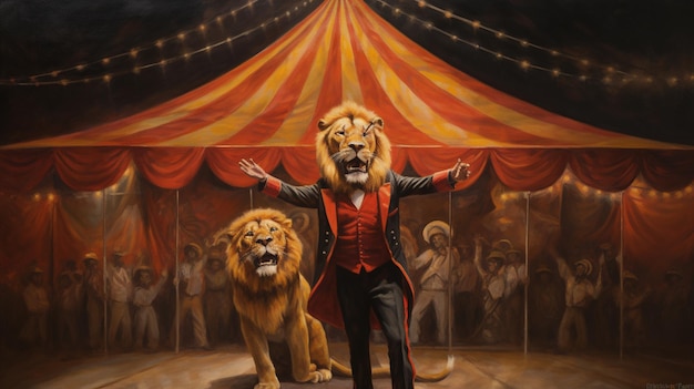 Photo le lion dans le cirque