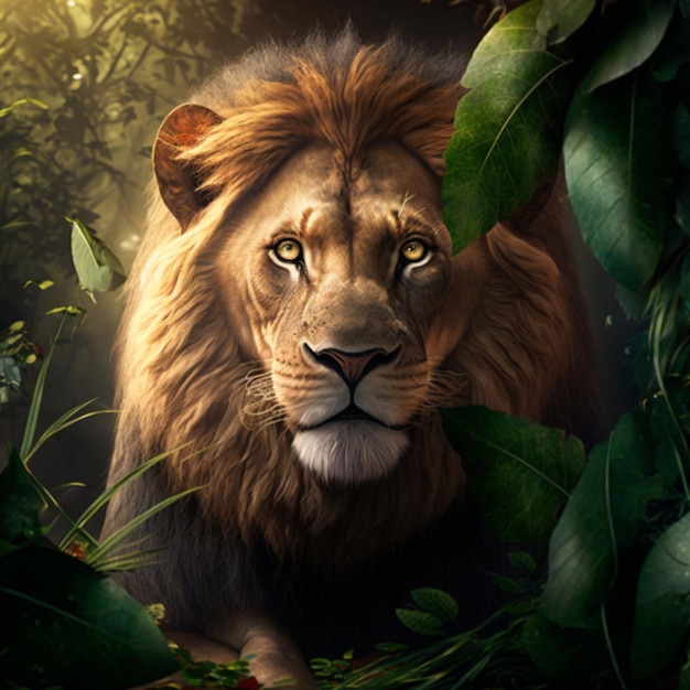 Lion dans la jungle