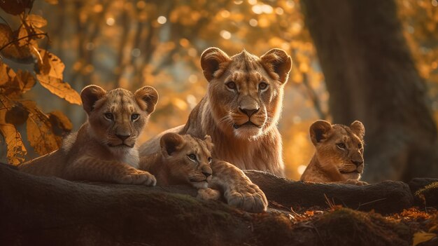 Photo le lion dans la savane.