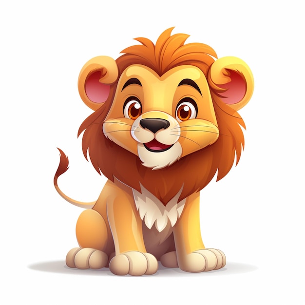 lion de dessin animé assis sur le sol avec un grand sourire ai générative