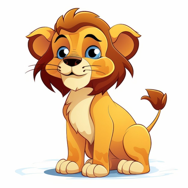 Lion de dessin animé isolé sur fond blanc Illustration vectorielle pour votre conception