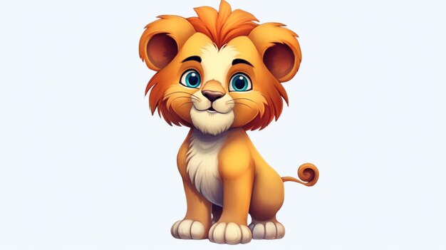 Photo un lion de dessin animé mignon avec tout le corpsgenerative ai