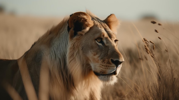 Un lion à l'état sauvage