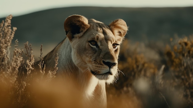 Un lion à l'état sauvage