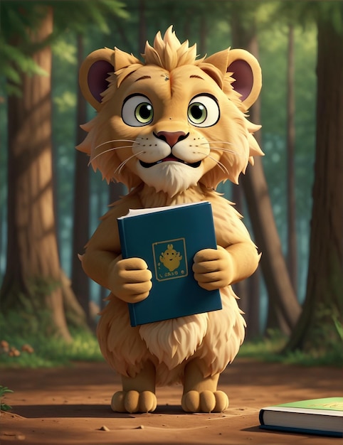 Un lion de fond de livre