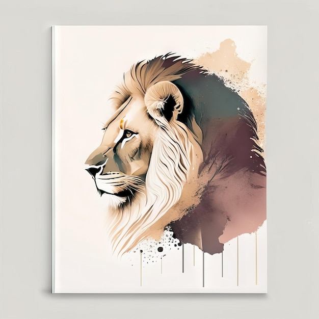 Lion en illustration minimaliste aux couleurs douces