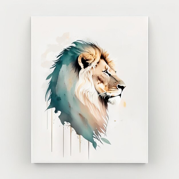 Lion en illustration minimaliste aux couleurs douces