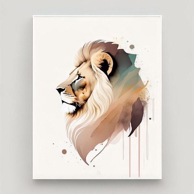 Lion en illustration minimaliste aux couleurs douces