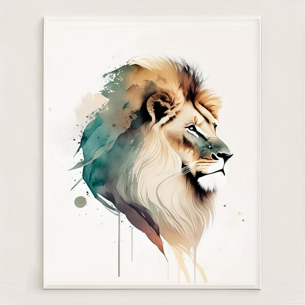 Lion en illustration minimaliste aux couleurs douces