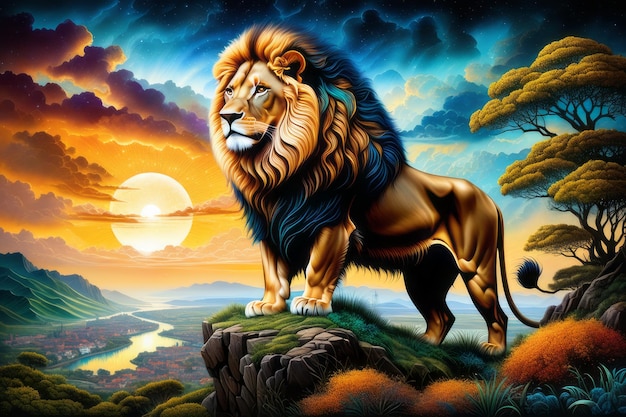 Photo lion in the sun créé avec un logiciel d'intelligence artificielle générative