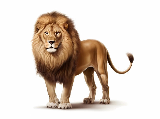 Lion isolé sur fond blanc Illustrations génératives d'IA